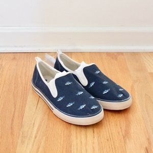 Blue Canvas Shoes with Shark Print
